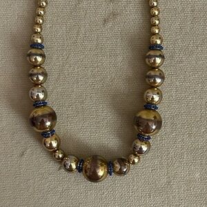 Banana Republic Gold and Blue Beaded Necklace